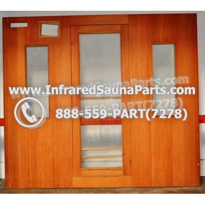 WOOD SAUNA WALLS - HEMLOCK WOOD SAUNA PANEL + DOOR  ( 70" x 78.7" ) 1